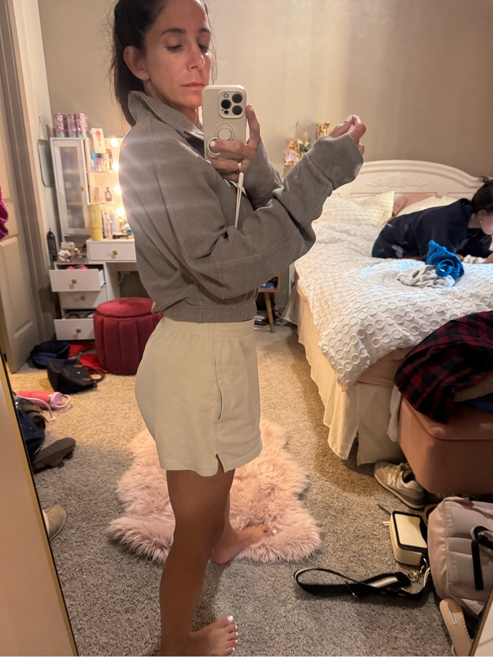 lululemon athletica Taupe Half-Zip Hoodie waffle size XS - Picture 5 of 8